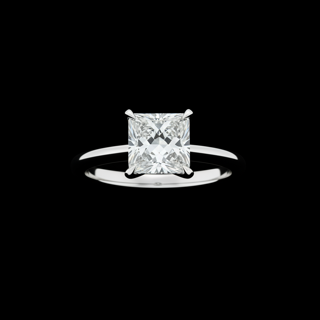 Princess Cut — White Gold Solitaire