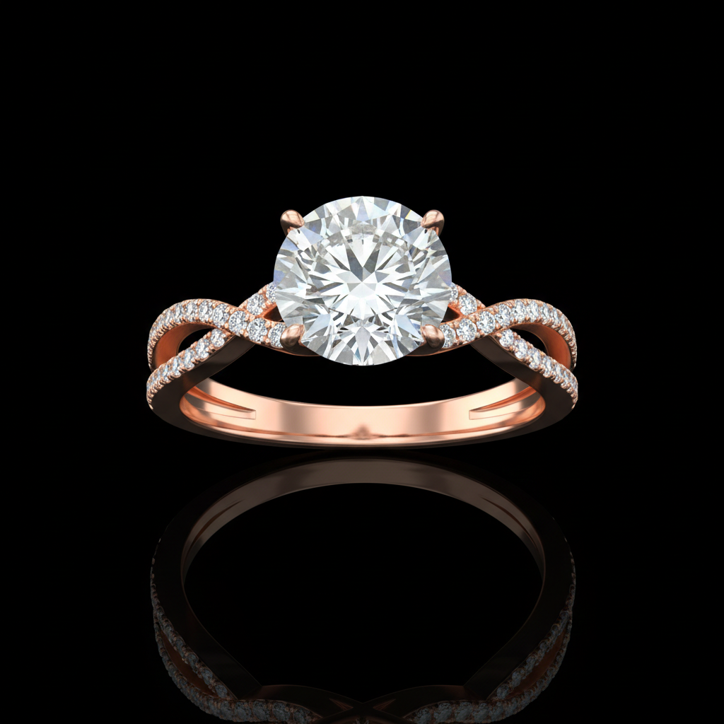 Round Diamond — Rose Gold Split Shank