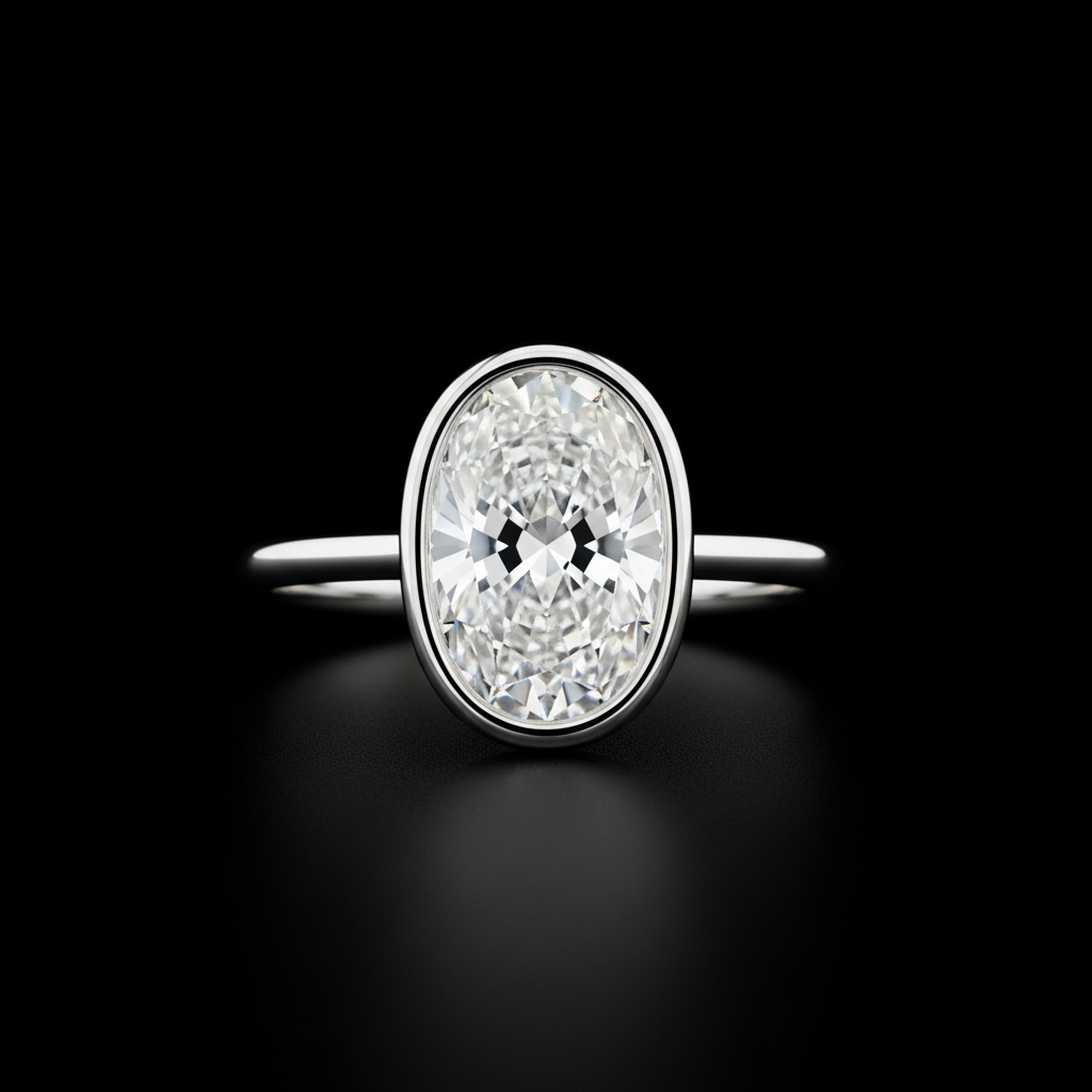 Oval Diamond — Platinum Bezel Set
