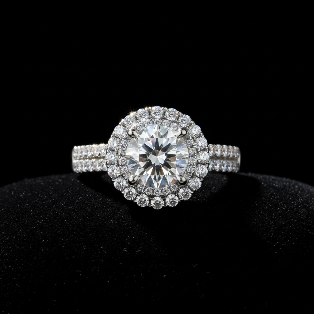 Round Diamond — White Gold Double Halo