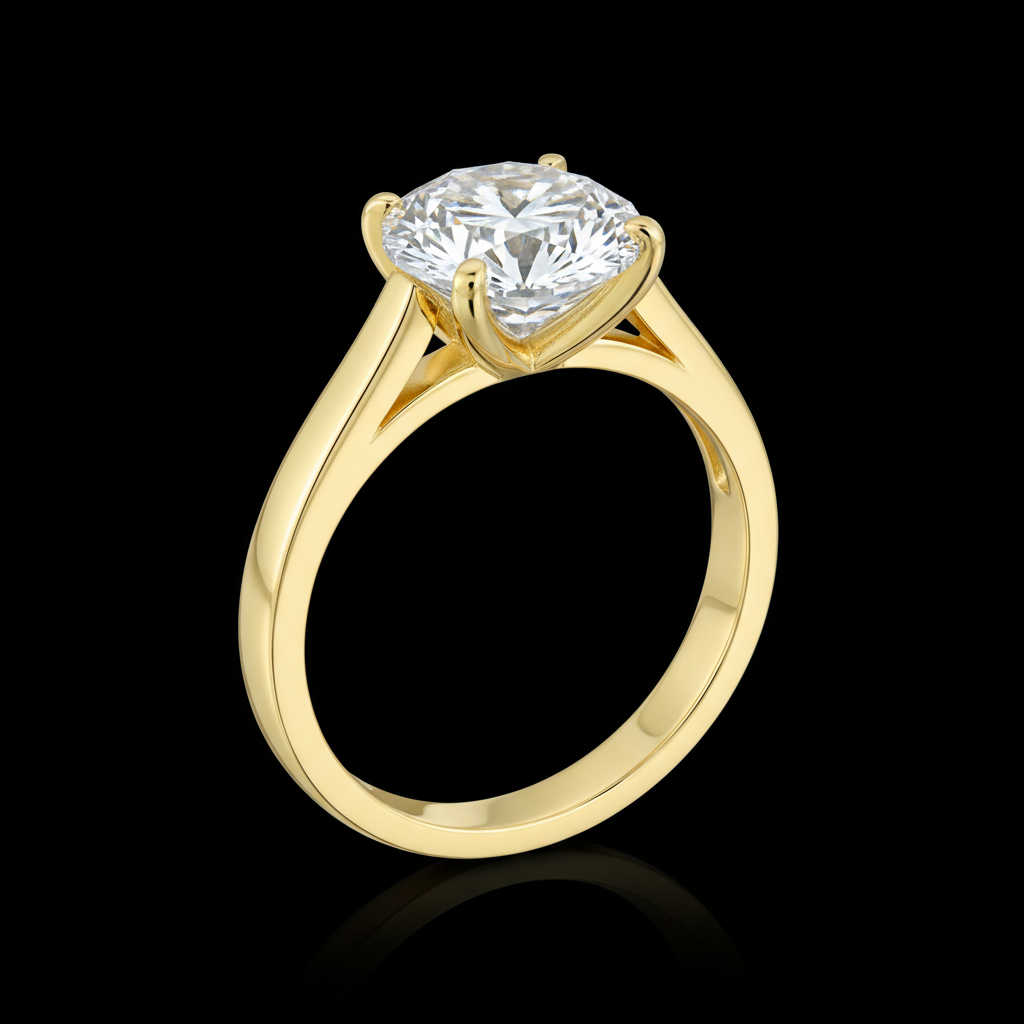 Round Diamond — Yellow Gold Cathedral