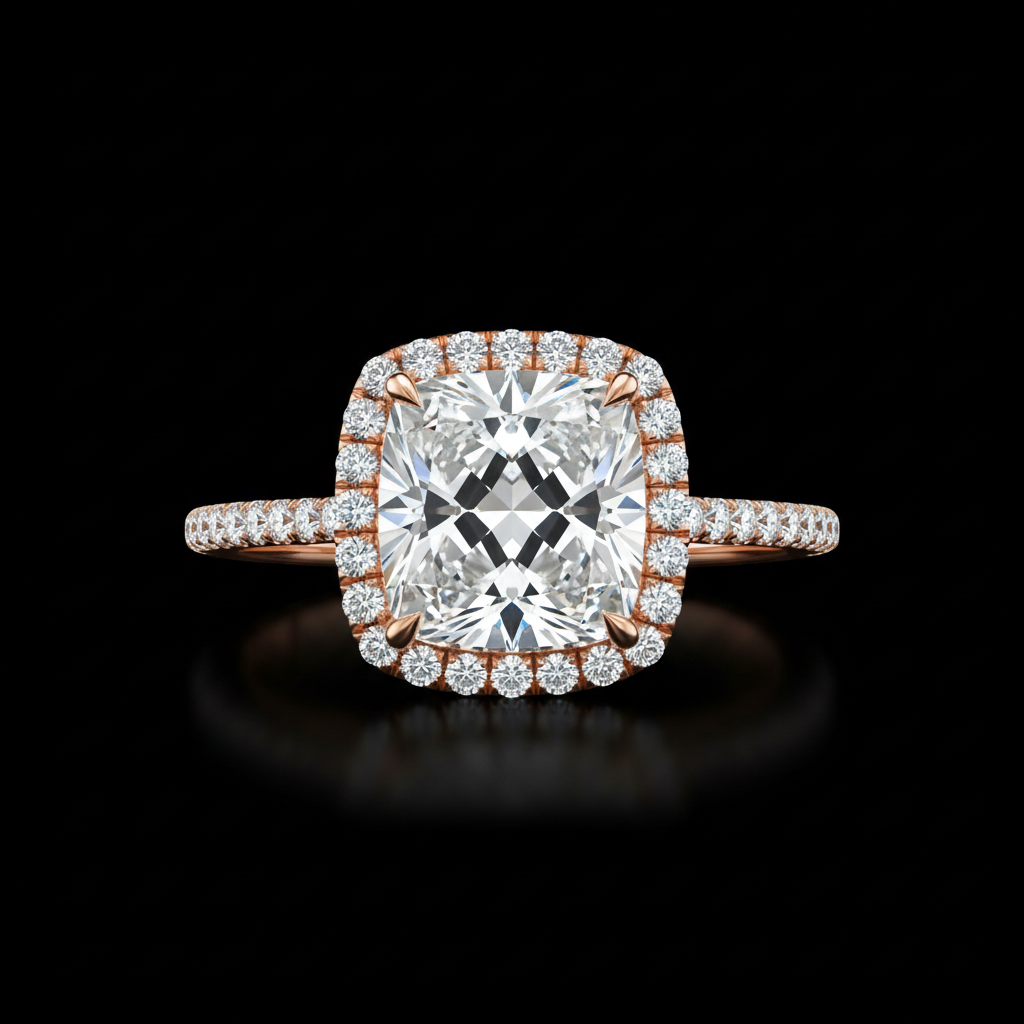 Cushion Cut — Rose Gold Floating Halo