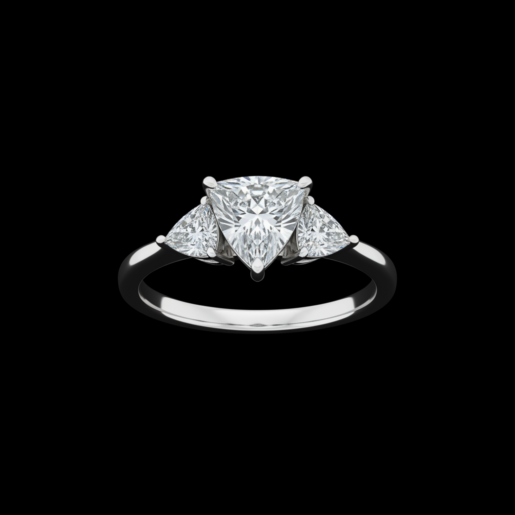 Trillion Cut — White Gold Three Stone