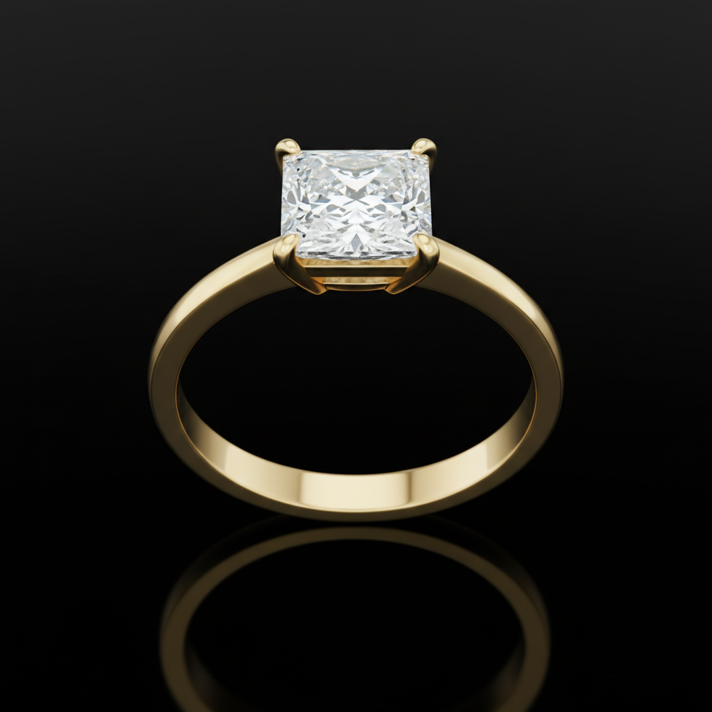 Princess Cut — Yellow Gold Solitaire