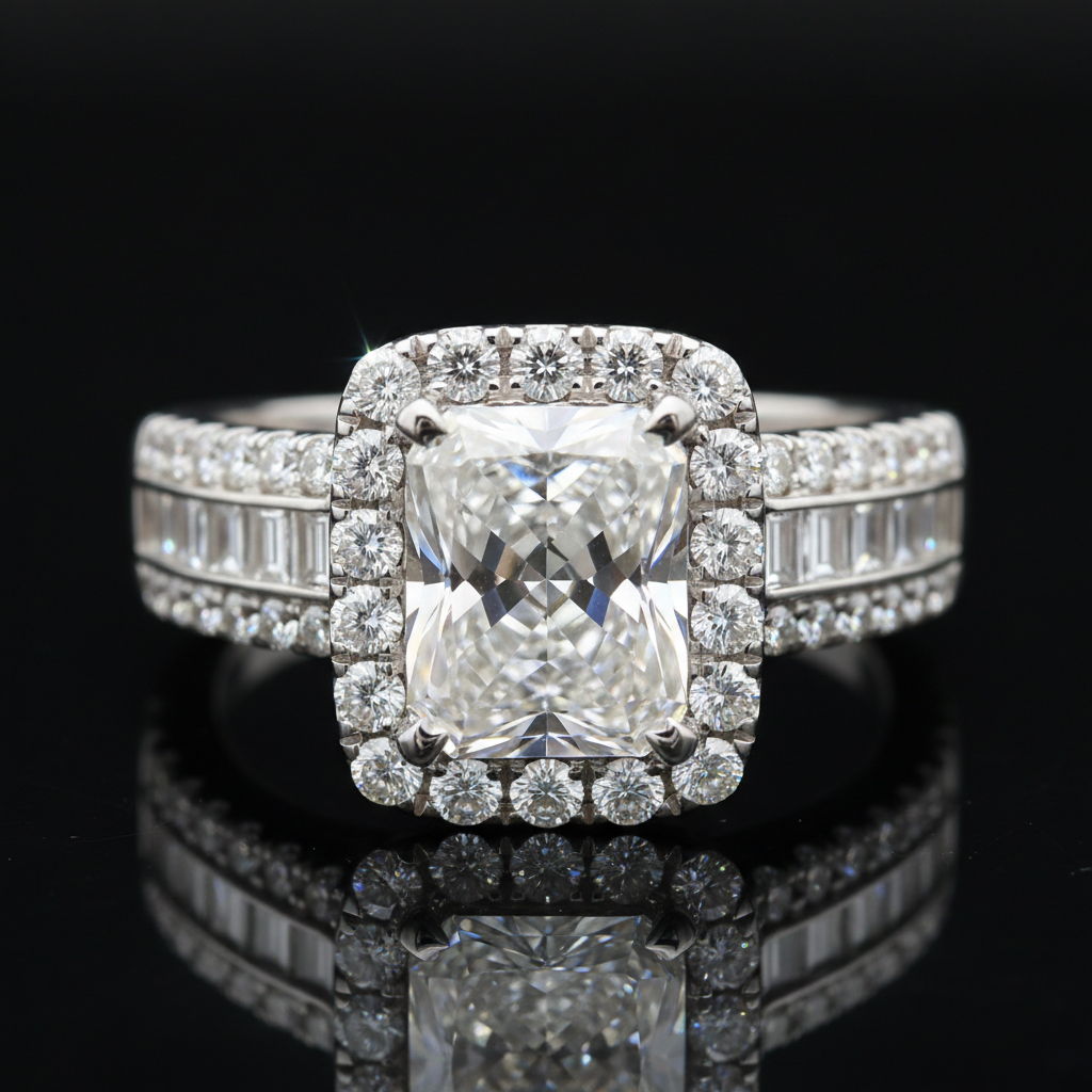 Radiant Cut — White Gold Channel Halo