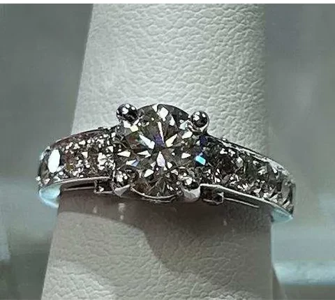 Diamond engagement ring on display