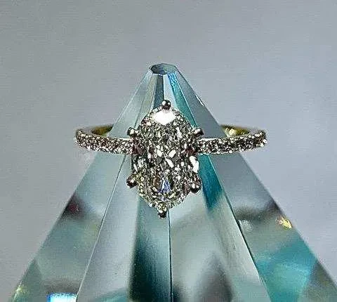 Marquise diamond engagement ring on crystal