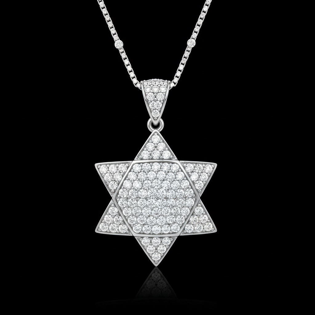 Ladies diamond Star of David pendant white gold pavé