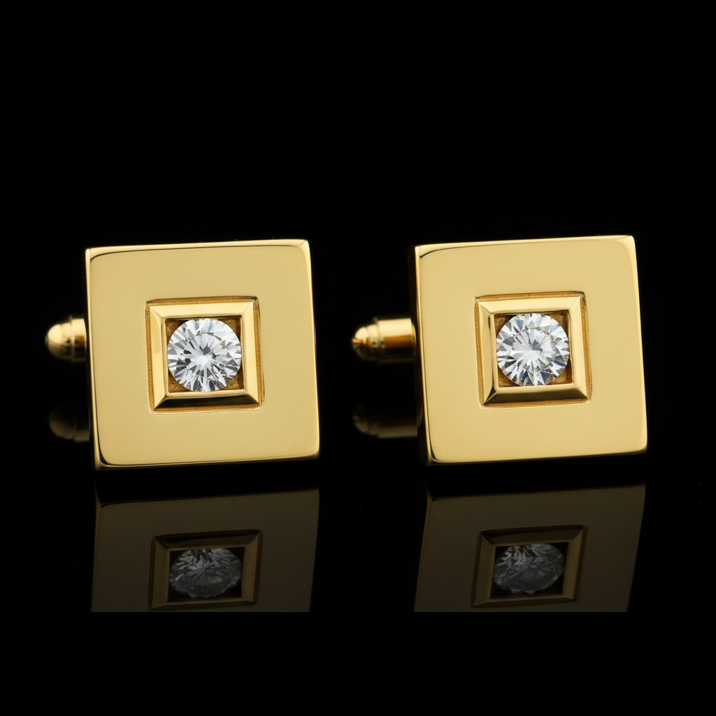 Men's luxury yellow gold diamond cufflinks