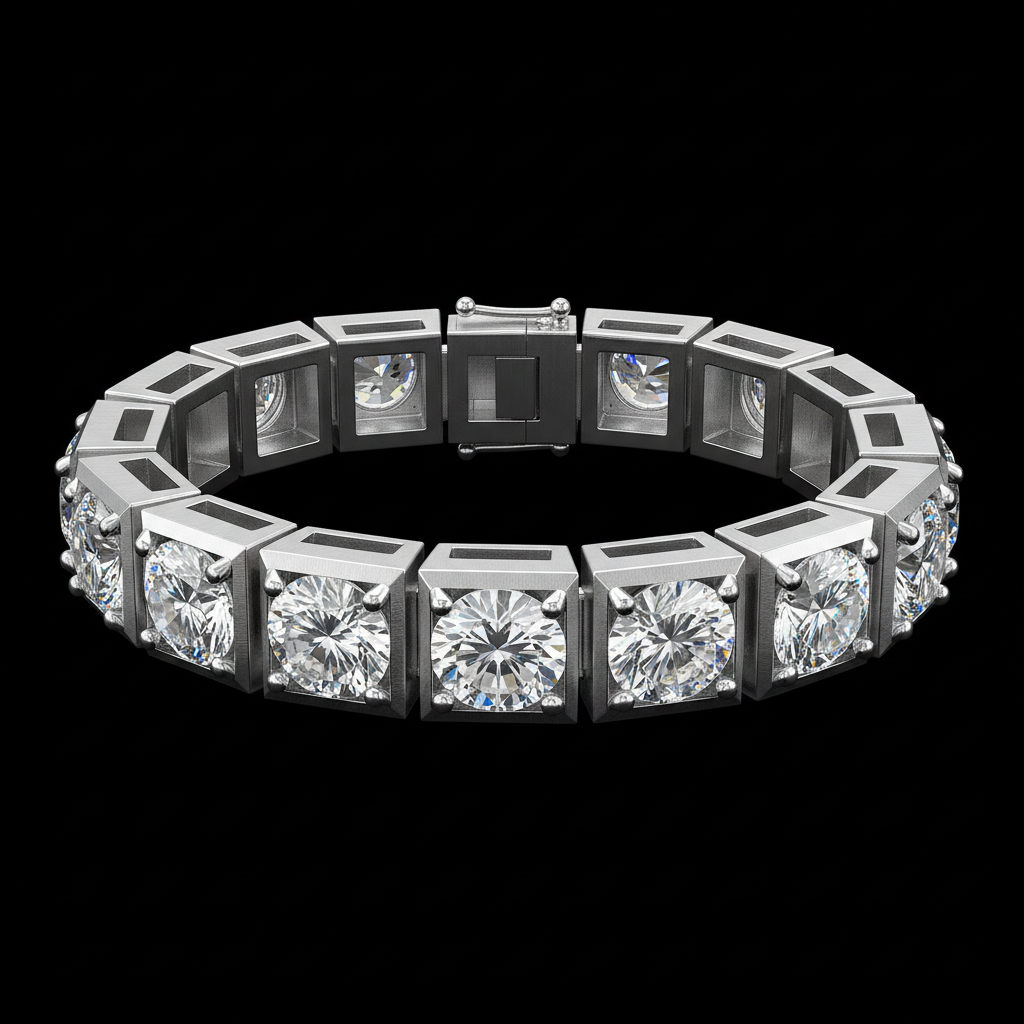 Men's white gold diamond tennis bracelet