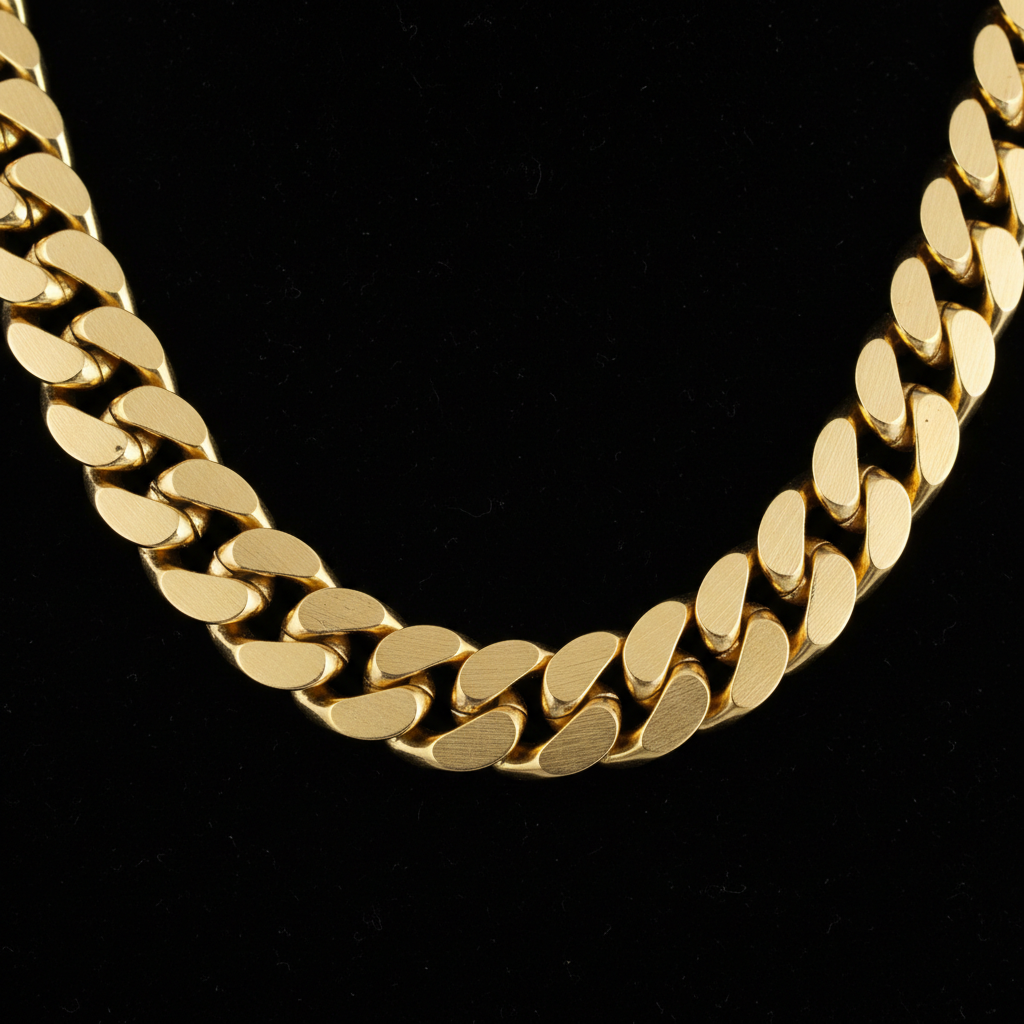 Men's heavy yellow gold Cuban link chain necklace