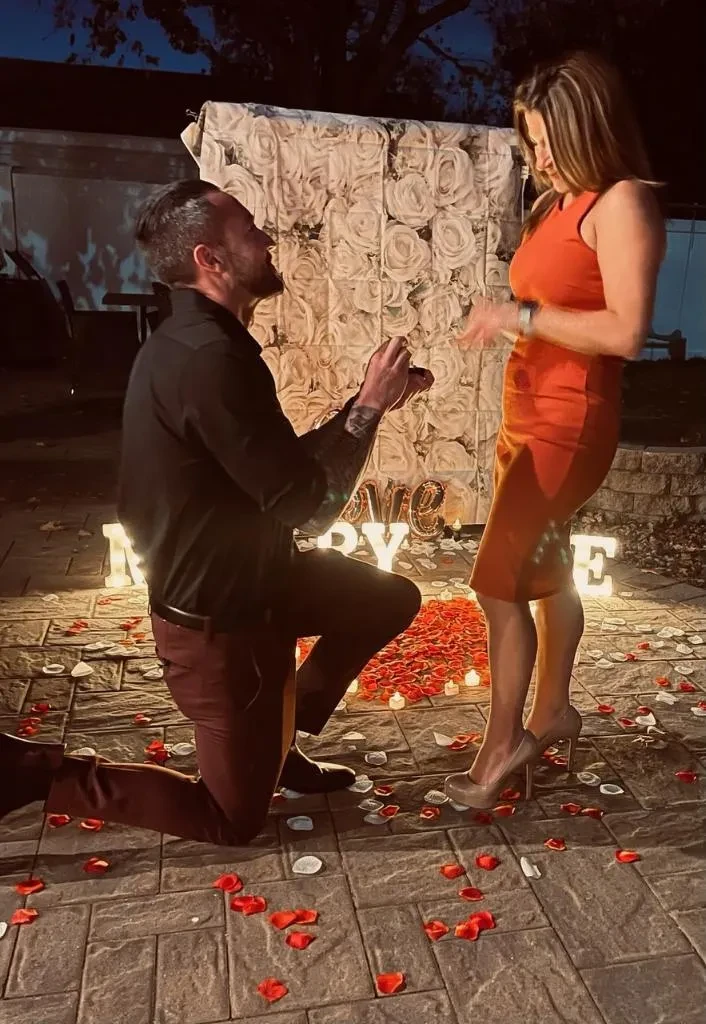 Happy couple celebrating engagement