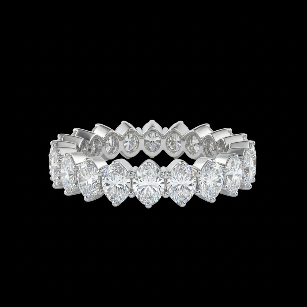 Marquise diamond eternity ring white gold north-south set